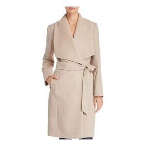 Cole Haan Wide Collar Belted Wool Blend Wrap Coat Size 12